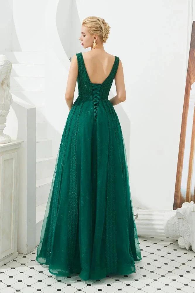 Sleeveless V-Neck aline Evening Swing Dress Backless Party Dress - Image 5