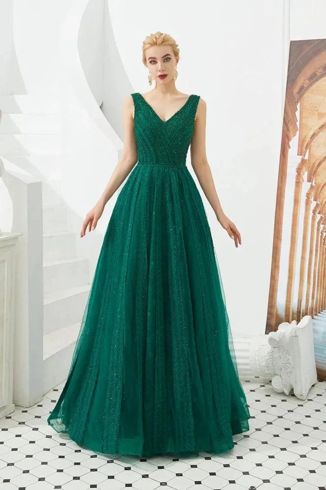 Sleeveless V-Neck aline Evening Swing Dress Backless Party Dress - Image 9