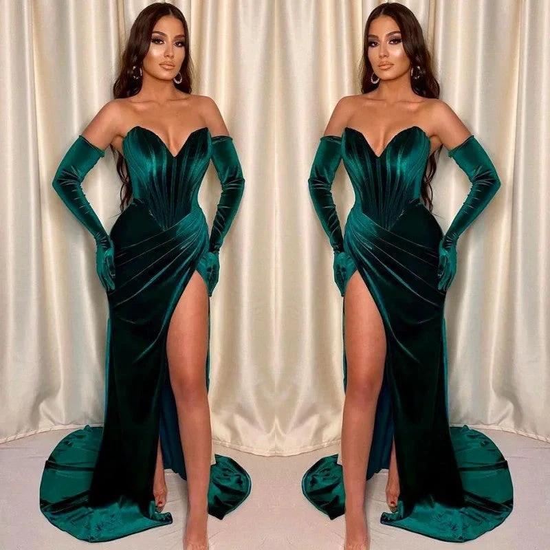 Sleeveless V-Neck Mermaid Evening Gown with Front Split - Image 2