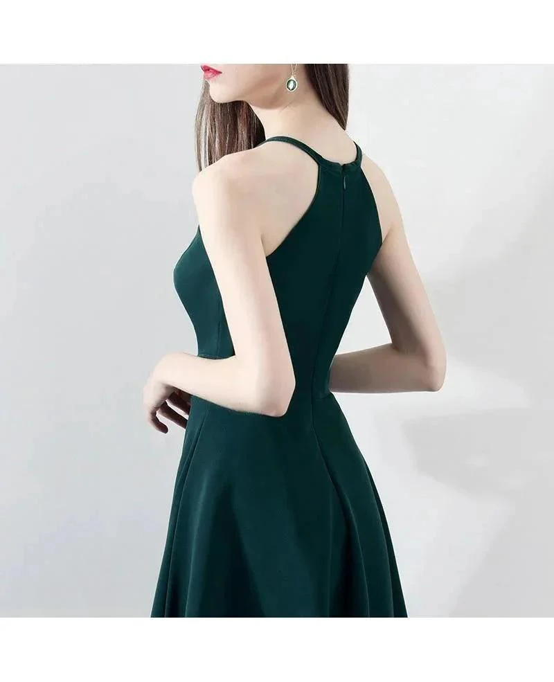 Slim Dark Green Aline Short Party Dress Homecoming Dresses Halter PD197 - Image 3