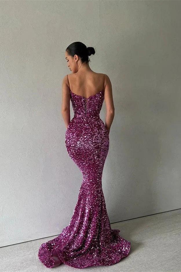 Slim Sequined Mermaid Prom Dress Charming Spaghetti - Image 2