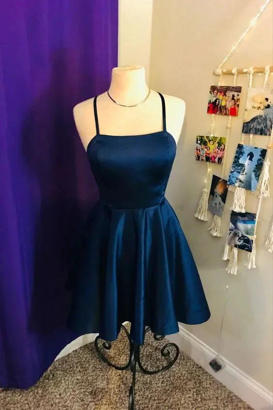 Solid Satin Short Homecoming Dress A-line Graduation Dress Y1865 - Image 2