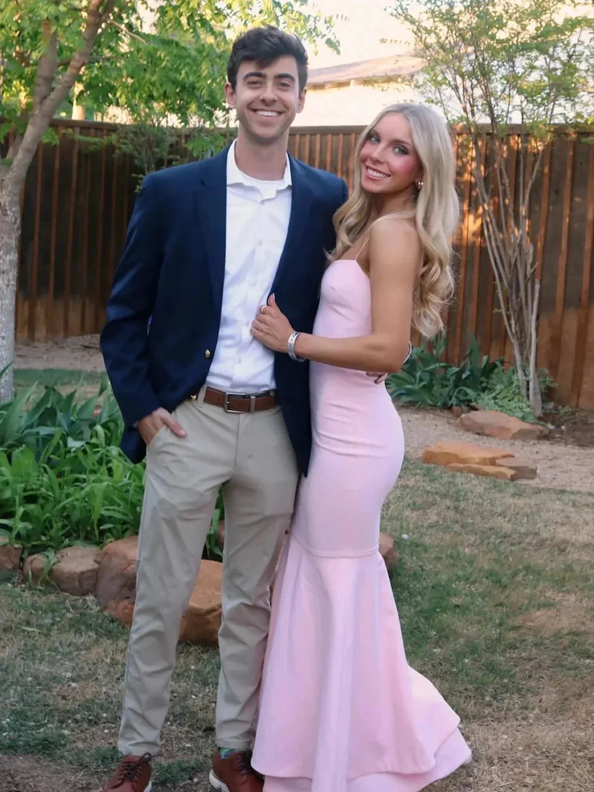 Spade | Pink Spaghetti Straps Mermaid Satin Long Prom Dress - Image 3