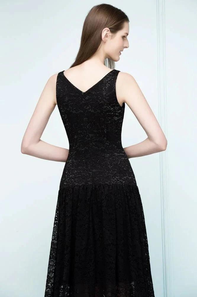 Spaghetti Floor Length A-line V-neck Lace Bridesmaid Dresses - Image 5