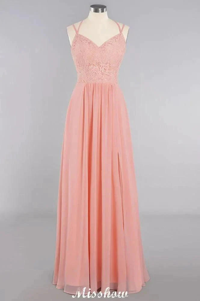 Spaghetti Slim Side Split Bridesmaid Dress Sky Blue V-Neck Wedding Party Dress - Image 8