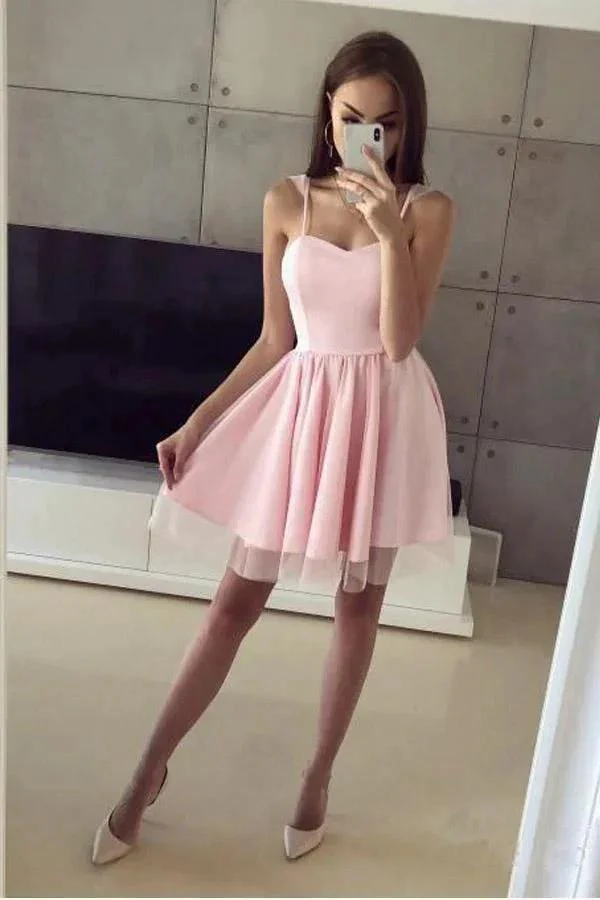 Spaghetti Strap Red Short Prom Dress Mini  Homecoming Dress PD305 - Image 3