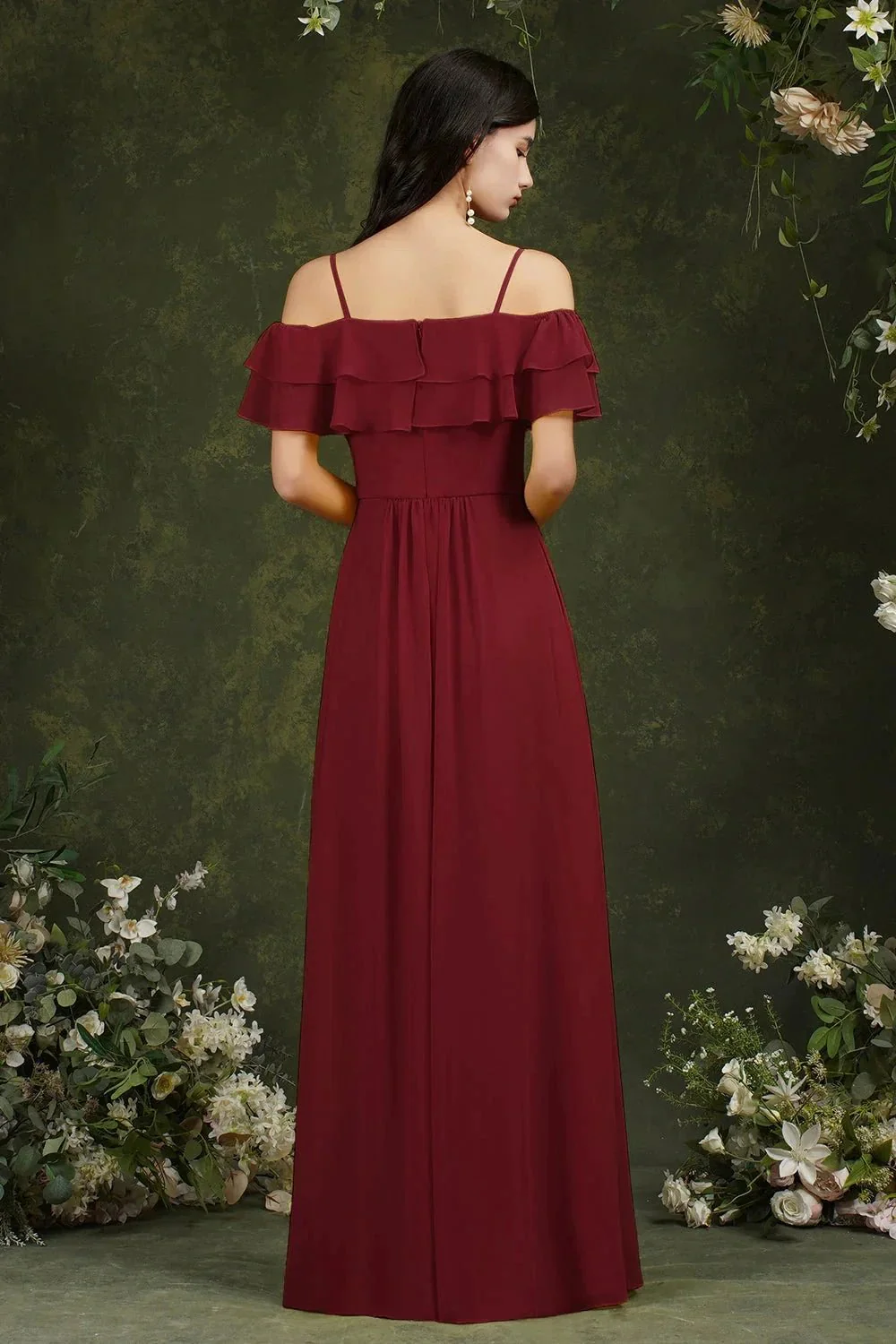 Spaghetti Strapes Off-the-shoulder Split Front Tulle Prom Dress - Image 3
