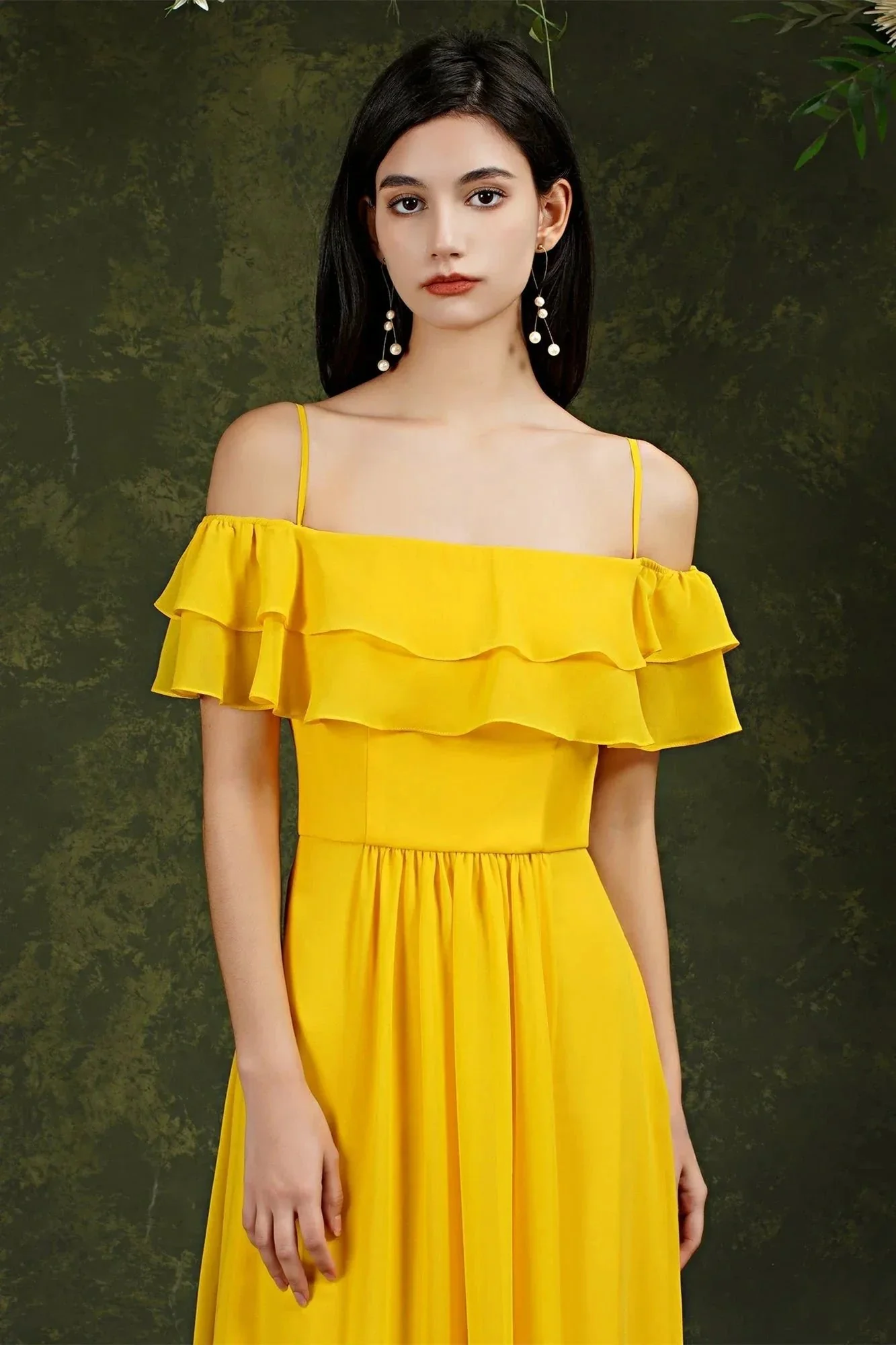 Spaghetti Strapes Off-the-shoulder Split Front Tulle Prom Dress - Image 9