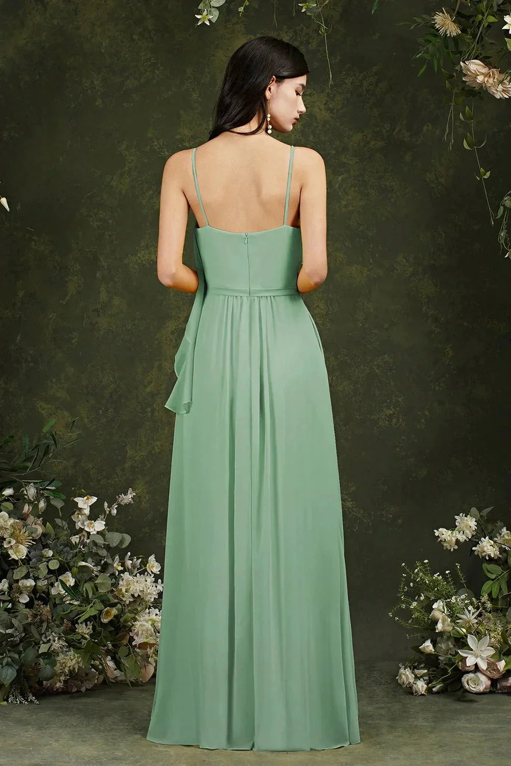 Spaghetti Strapes Split Front Aline Tulle Long Prom dress - Image 2