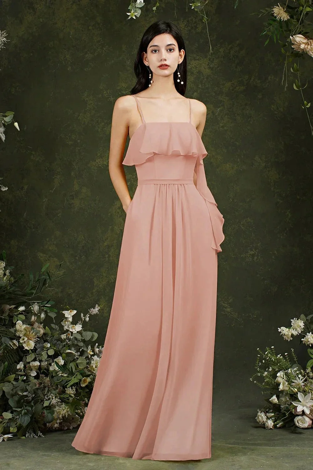 Spaghetti Strapes Split Front Aline Tulle Long Prom dress - Image 4
