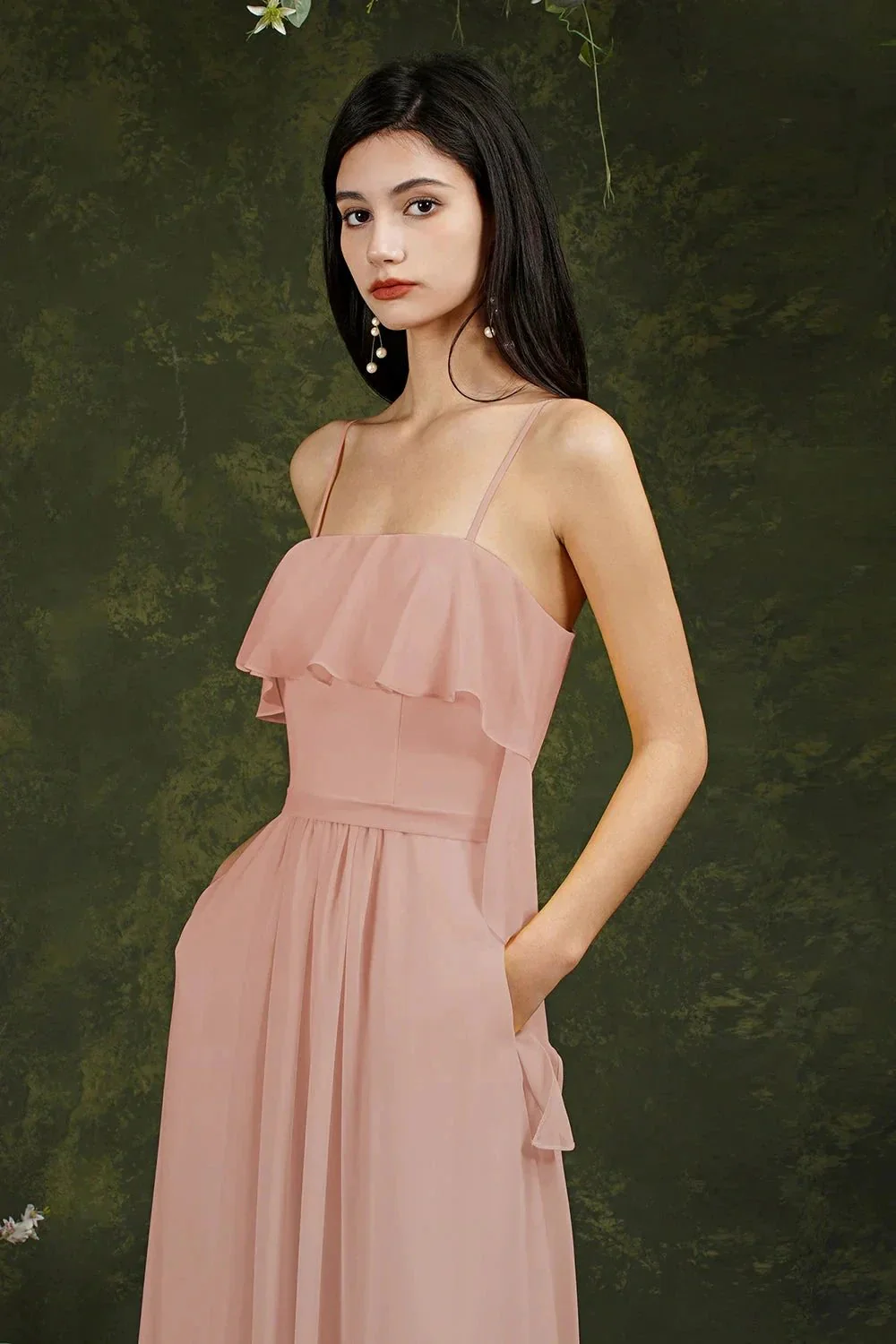 Spaghetti Strapes Split Front Aline Tulle Long Prom dress - Image 6