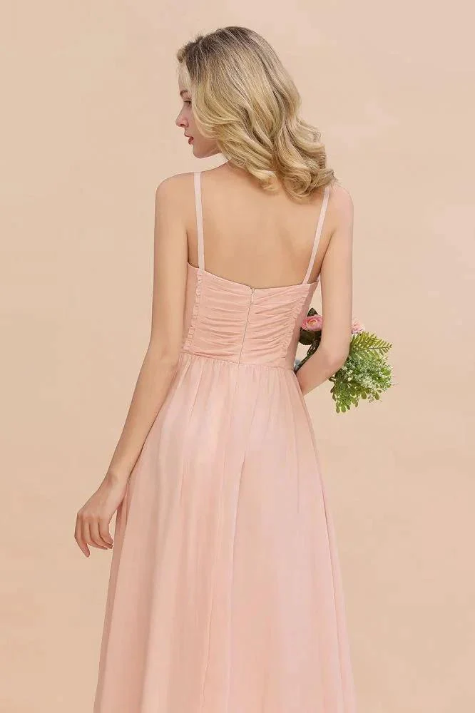 Spaghetti Straps Aline Bridesmaid Dress Sweetheart  Chiffon Swing Evening Dress - Image 8