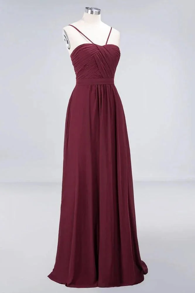 Spaghetti-Straps Backless Bridesmaid Dress  Ruffles Chiffon Wedding Party Dress - Image 3