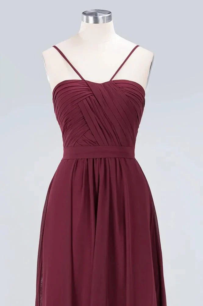Spaghetti-Straps Backless Bridesmaid Dress  Ruffles Chiffon Wedding Party Dress - Image 4