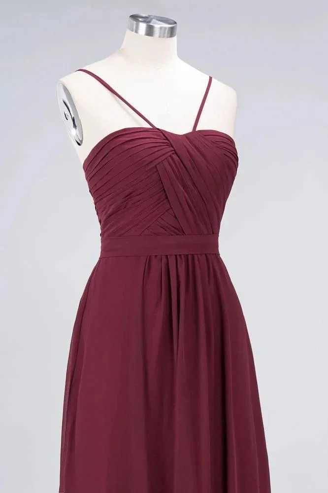 Spaghetti-Straps Backless Bridesmaid Dress  Ruffles Chiffon Wedding Party Dress - Image 5