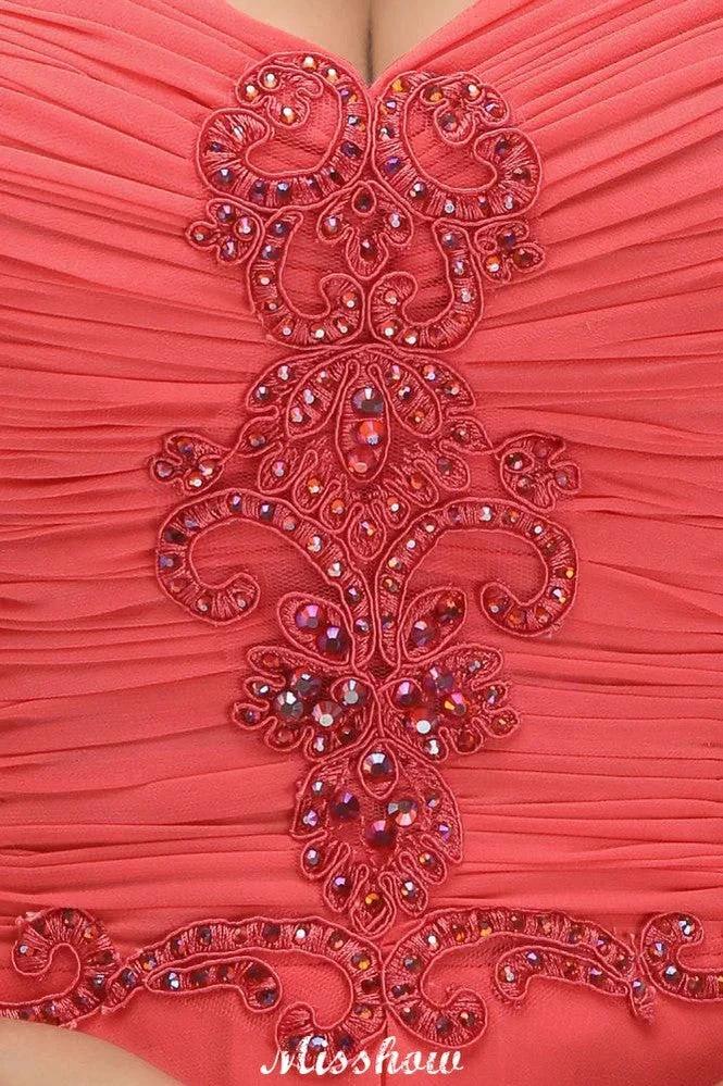 Spaghetti Straps Chiffon Aline Evening Maxi Gown Sleeveless Beading Bridesmaid Dress - Image 9