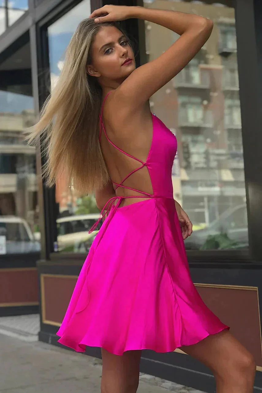 Spaghetti Straps Criss Cross Homecoming Dress SYH71 - Image 2