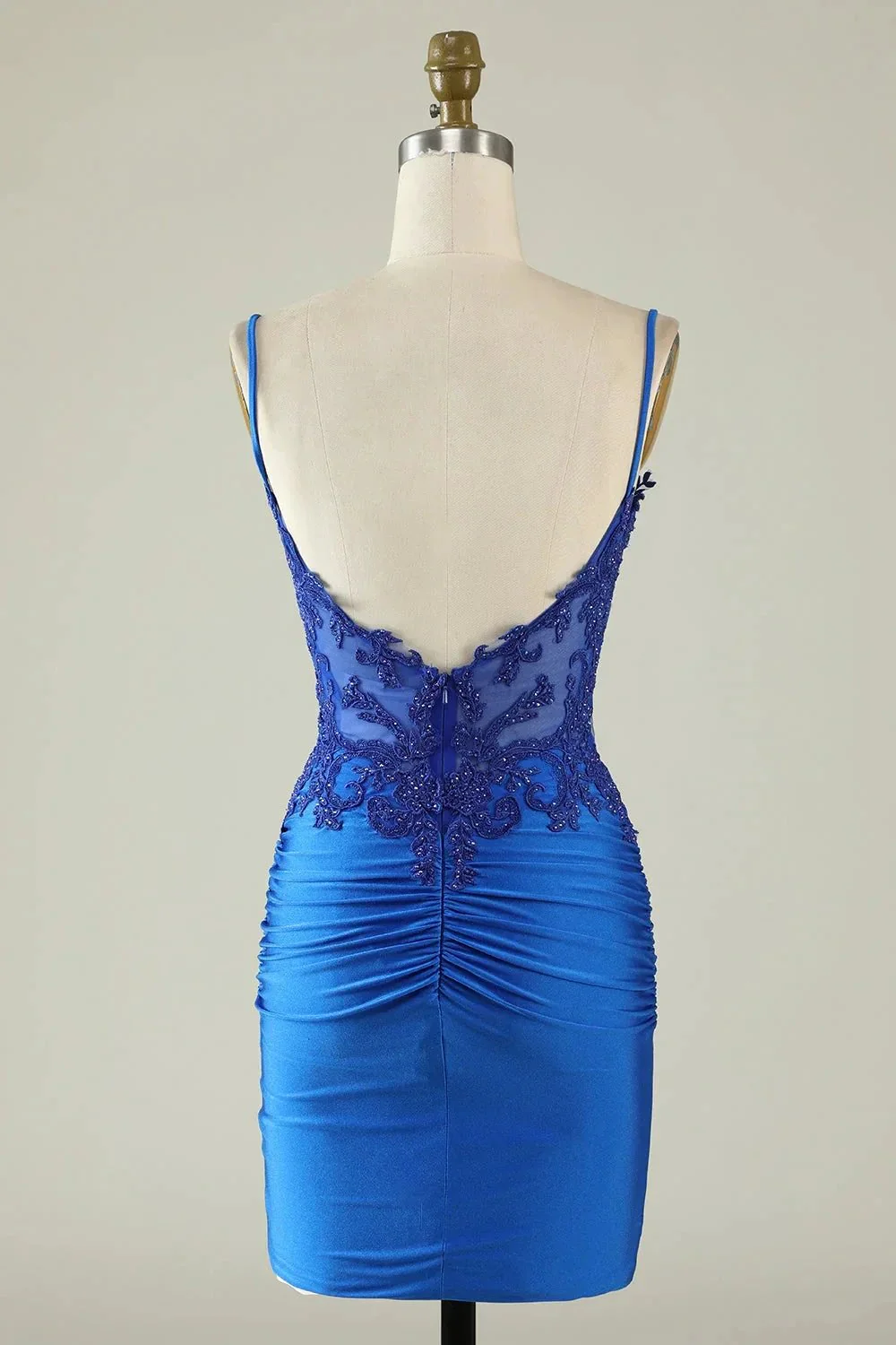 Bodycon Dark Green Spaghetti Straps Corset Homecoming Dress with Beading - Image 8