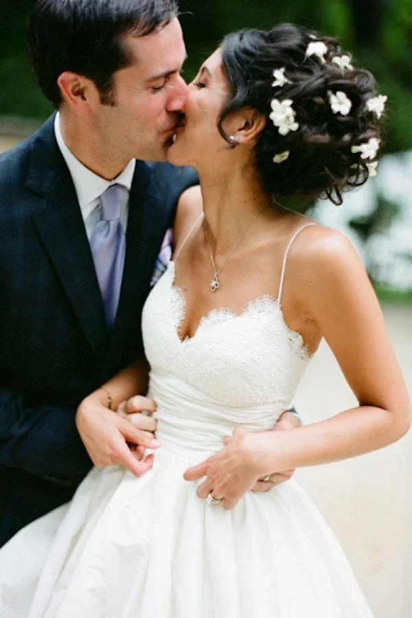 Spaghetti Straps Floor-Length Ivory Wedding Dress With Lace  WD117 - Image 2