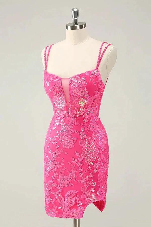 Spaghetti Straps Tight Orange Homecoming Dress Short Prom Dress PD525 - Image 6