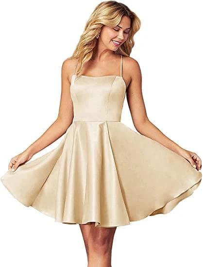 Spaghetti Straps Homecoming Dress Short Satin Puffy Cocktail SYH1 - Image 10