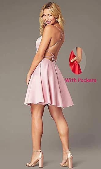 Spaghetti Straps Homecoming Dress Short Satin Puffy Cocktail SYH1 - Image 2