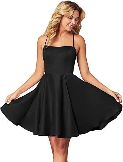 Spaghetti Straps Homecoming Dress Short Satin Puffy Cocktail SYH1 - Image 7