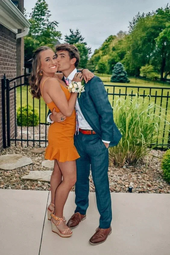 Spaghetti Straps Homecoming Dress with Ruffle Hem Party Dress Y2258 - Image 2