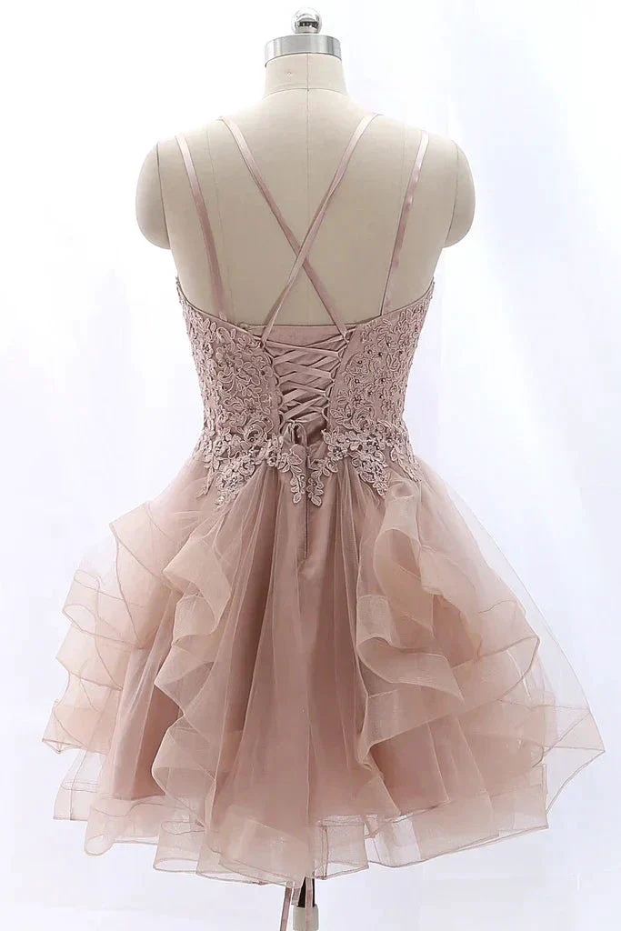 Spaghetti Straps Lace Tulle Homecoming Dress Vintage Party Formal Gown Y2584 - Image 2