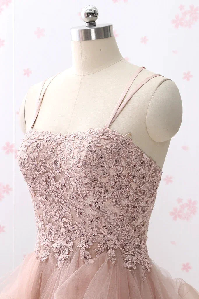 Spaghetti Straps Lace Tulle Homecoming Dress Vintage Party Formal Gown Y2584 - Image 3