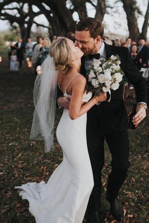 Spaghetti Straps Mermaid Backless V-Neck Beach Wedding Dresses  WD381 - Image 3