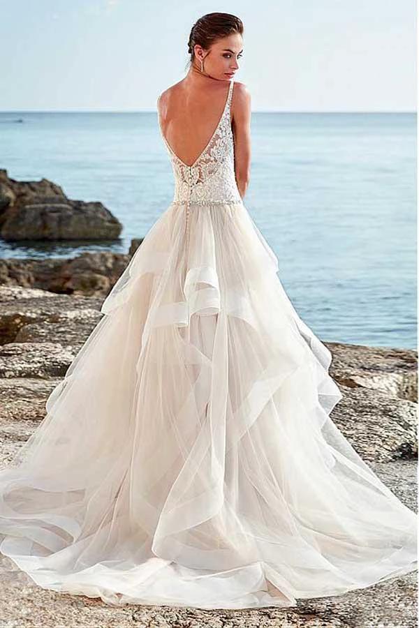 Spaghetti Straps Neckline A-Line Wedding Dress With Beaded WD195 - Image 2