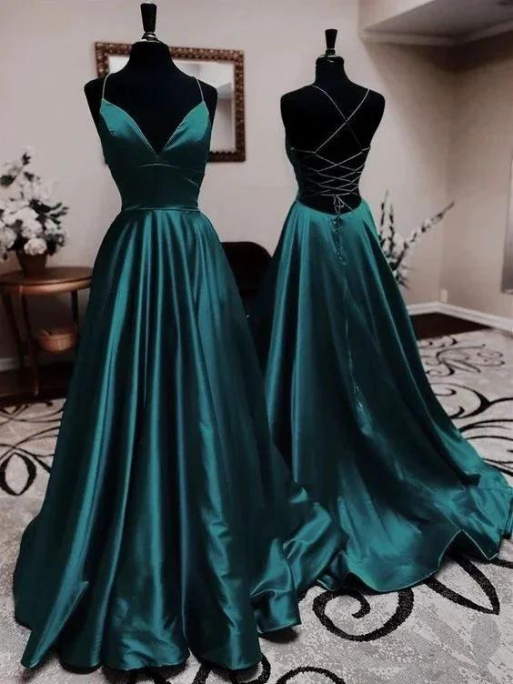 Spaghetti Straps Satin Long Party Dresses, Women's Evening Dress, Elegant Dresses For Women Y668 - Image 2