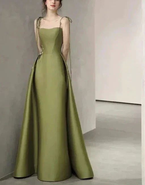 Spaghetti Straps Satin Prom Dress A-line Simple Floor Length Evening Gown Y7011 - Image 7