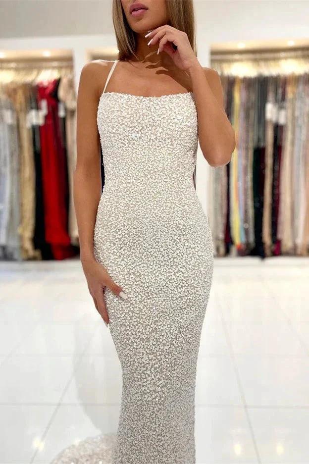 Spaghetti Straps Sequins Mermaid Prom Dress with Open Back - Image 2