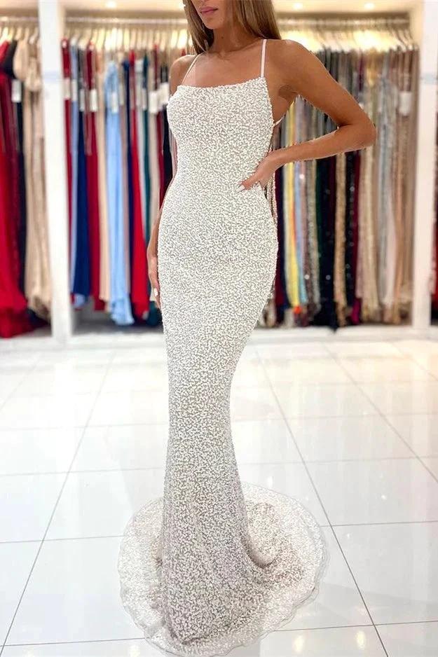 Spaghetti Straps Sequins Mermaid Prom Dress with Open Back - Image 4