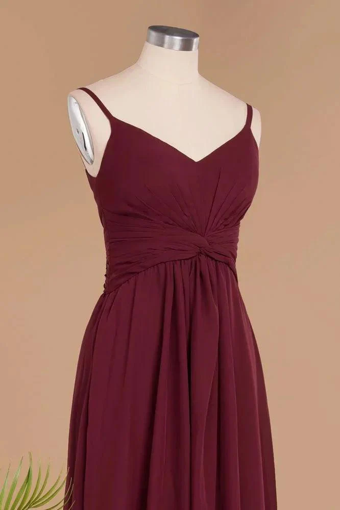 Spaghetti Straps Simple Evening Maxi Dresses Aline Chiffon Ruffle Party Gown - Image 5
