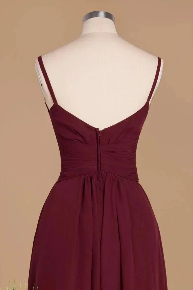 Spaghetti Straps Simple Evening Maxi Dresses Aline Chiffon Ruffle Party Gown - Image 6