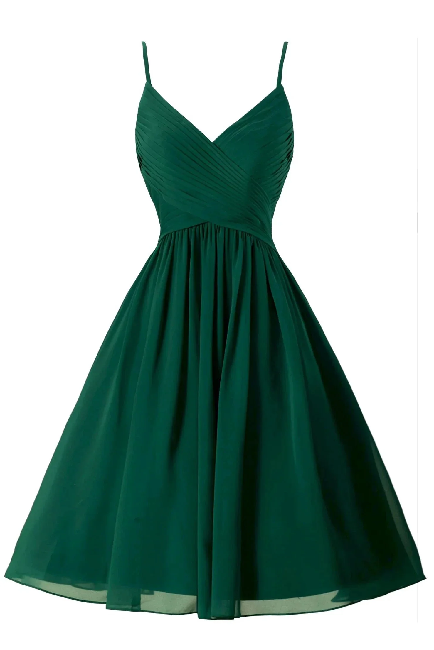 Spaghetti Straps Sleeveless A Line Chiffon Short Prom Dresses With Pockets - Image 10