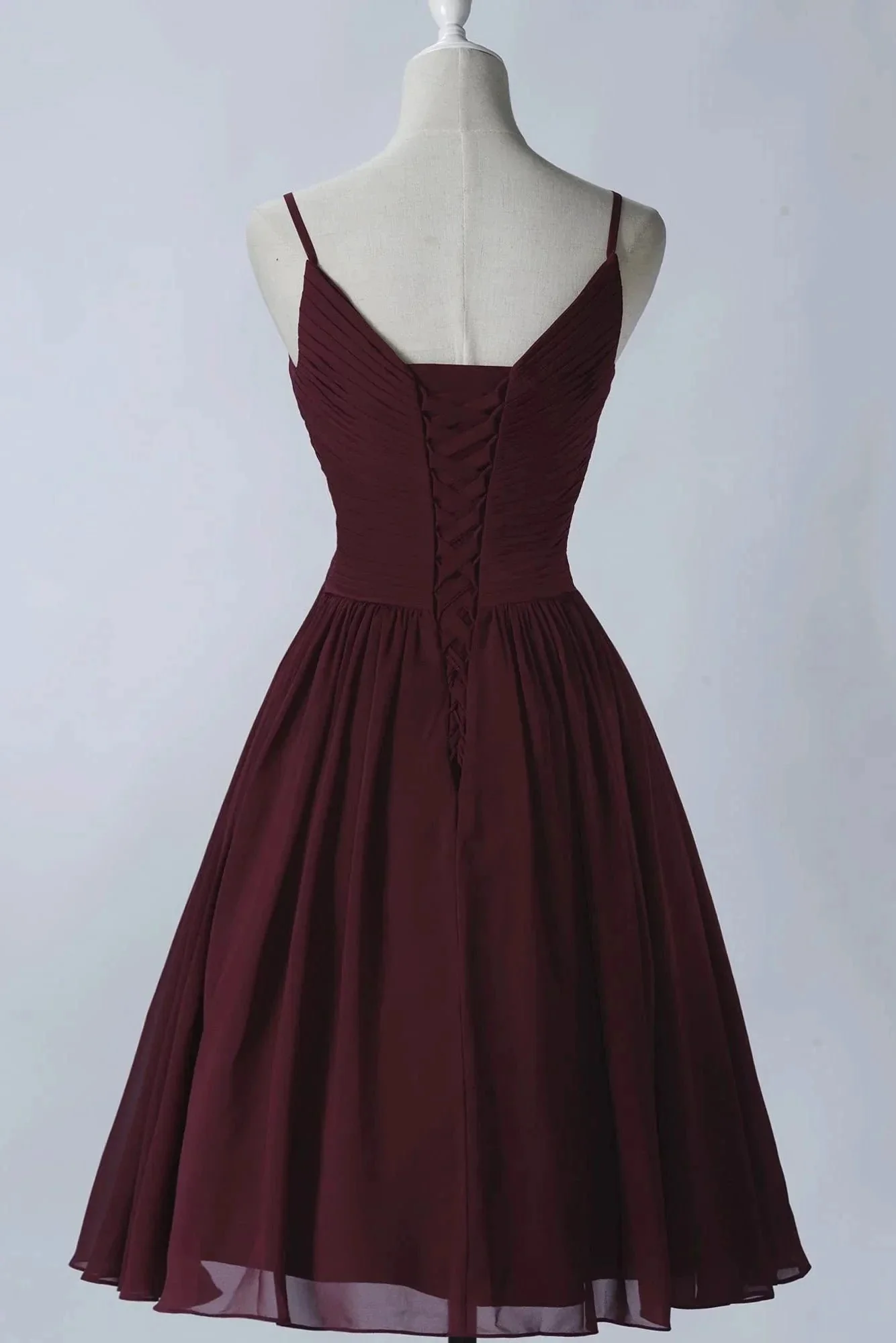 Spaghetti Straps Sleeveless A Line Chiffon Short Prom Dresses With Pockets - Image 2