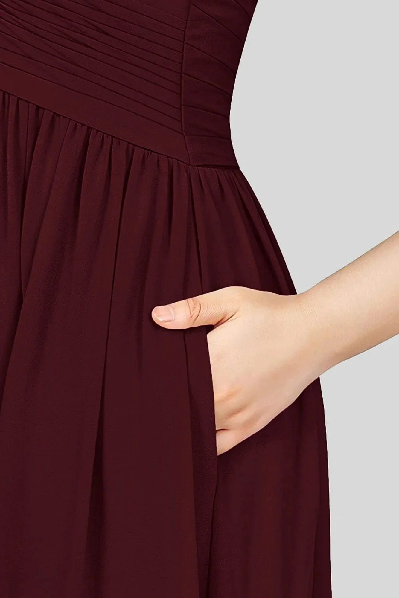 Spaghetti Straps Sleeveless A Line Chiffon Short Prom Dresses With Pockets - Image 3