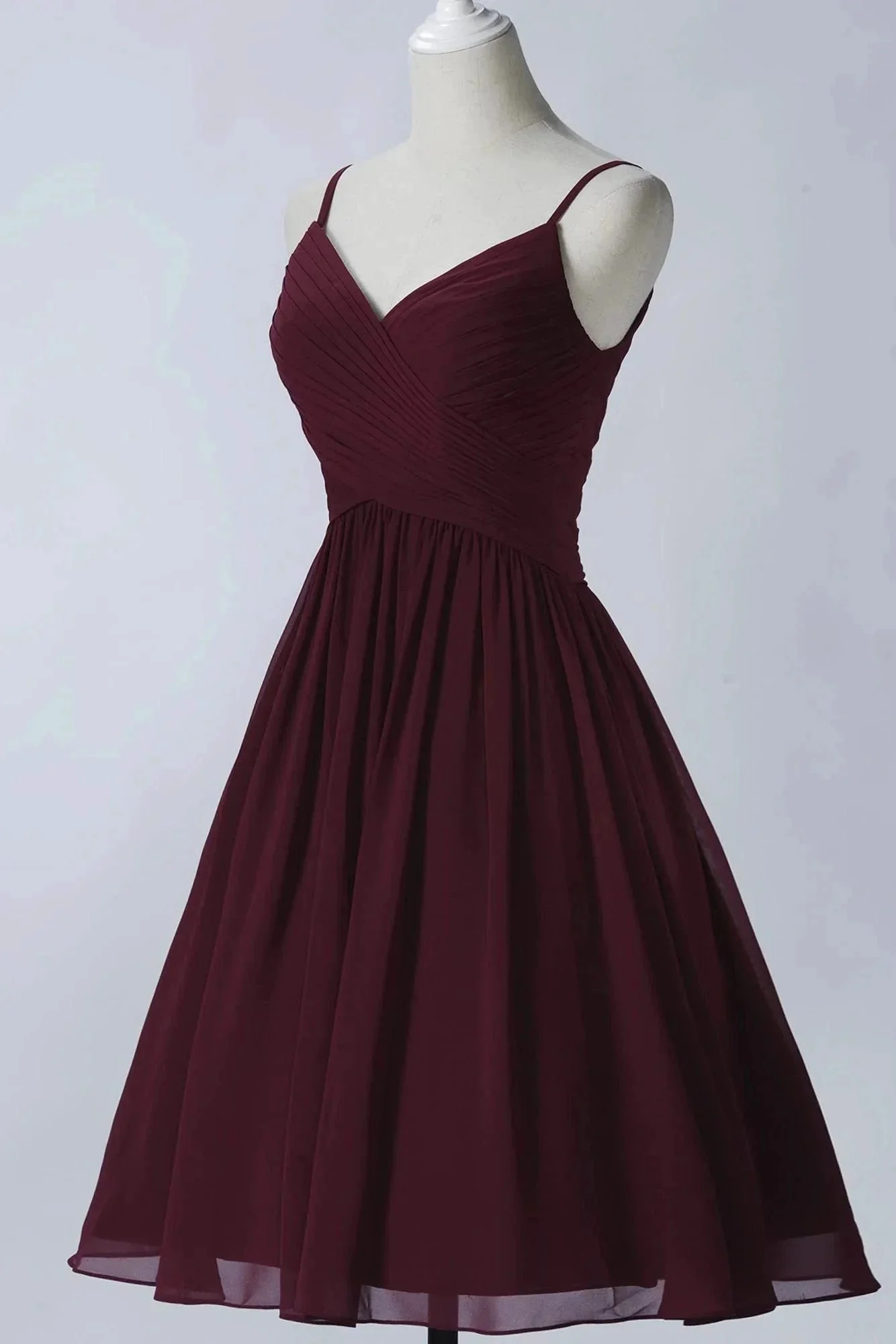 Spaghetti Straps Sleeveless A Line Chiffon Short Prom Dresses With Pockets - Image 5