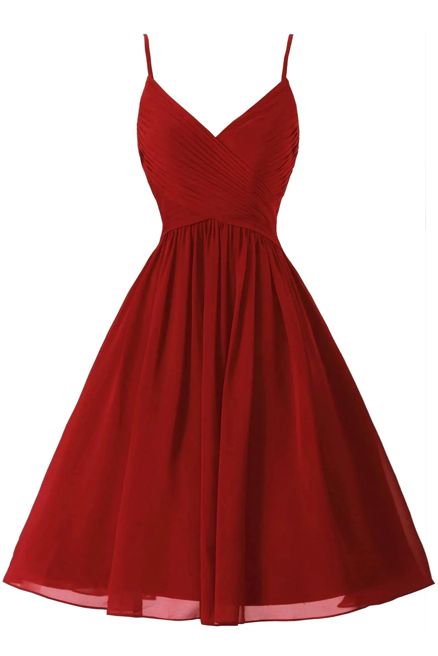 Spaghetti Straps Sleeveless A Line Chiffon Short Prom Dresses With Pockets - Image 6