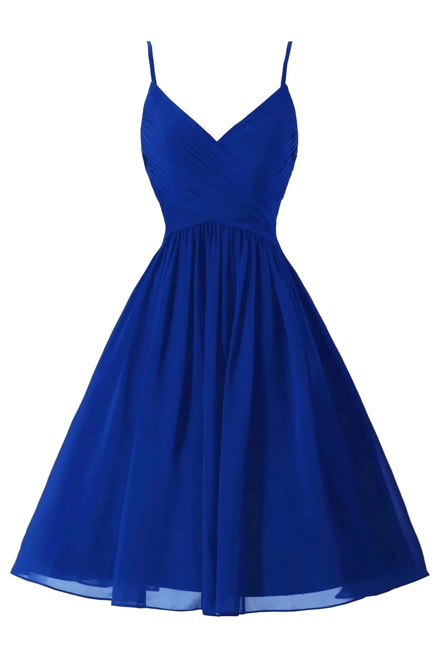 Spaghetti Straps Sleeveless A Line Chiffon Short Prom Dresses With Pockets - Image 7