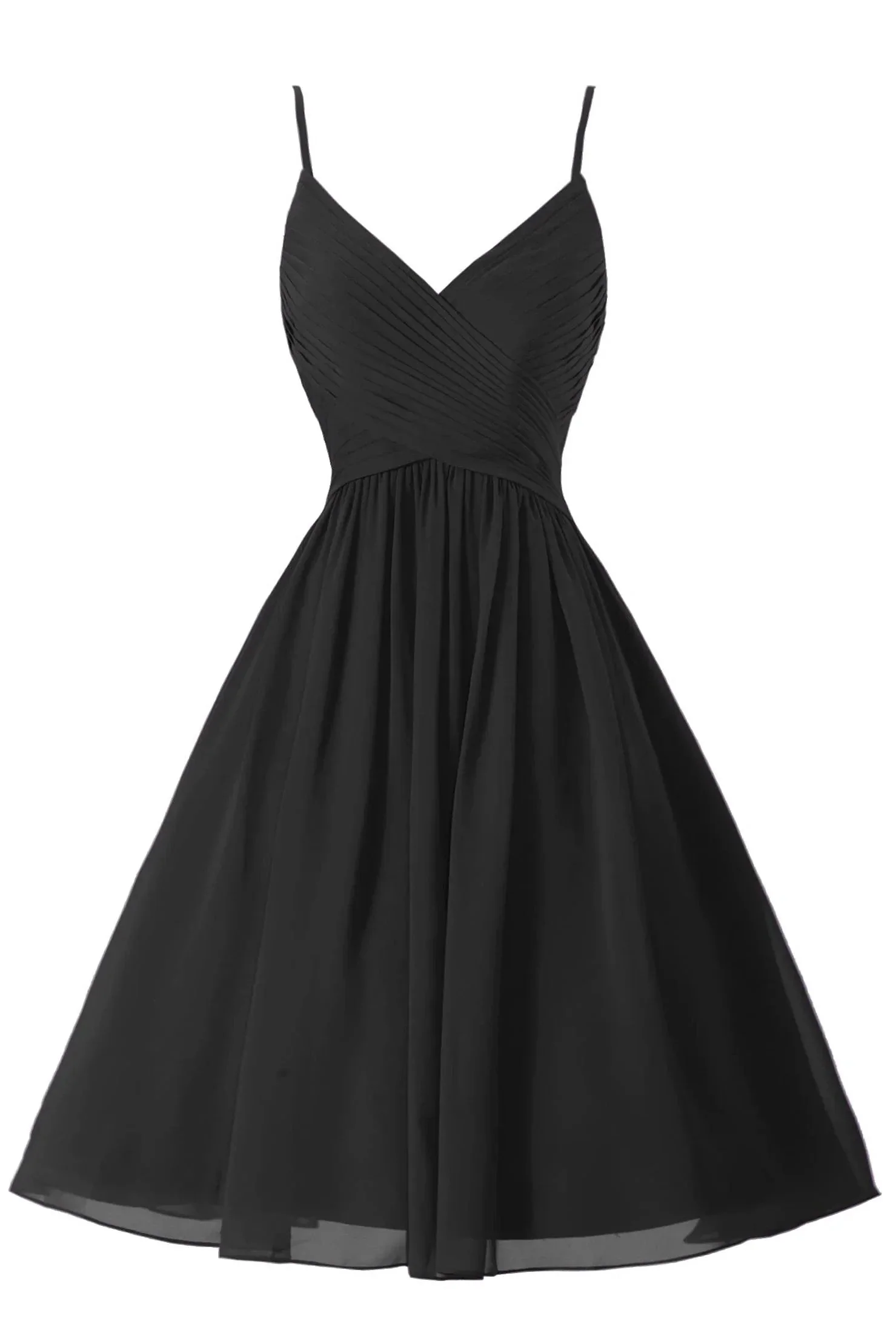 Spaghetti Straps Sleeveless A Line Chiffon Short Prom Dresses With Pockets - Image 8