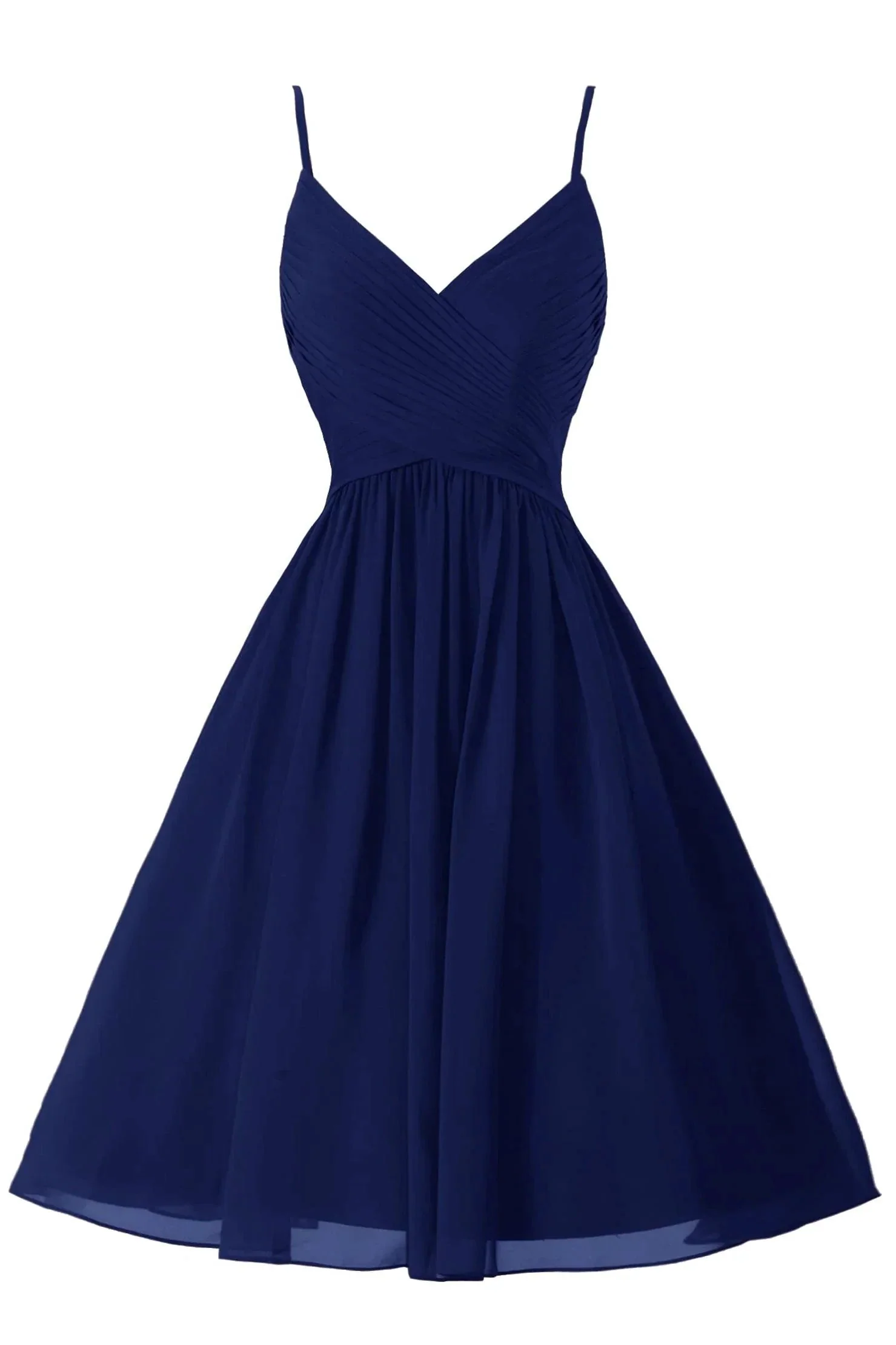 Spaghetti Straps Sleeveless A Line Chiffon Short Prom Dresses With Pockets - Image 9