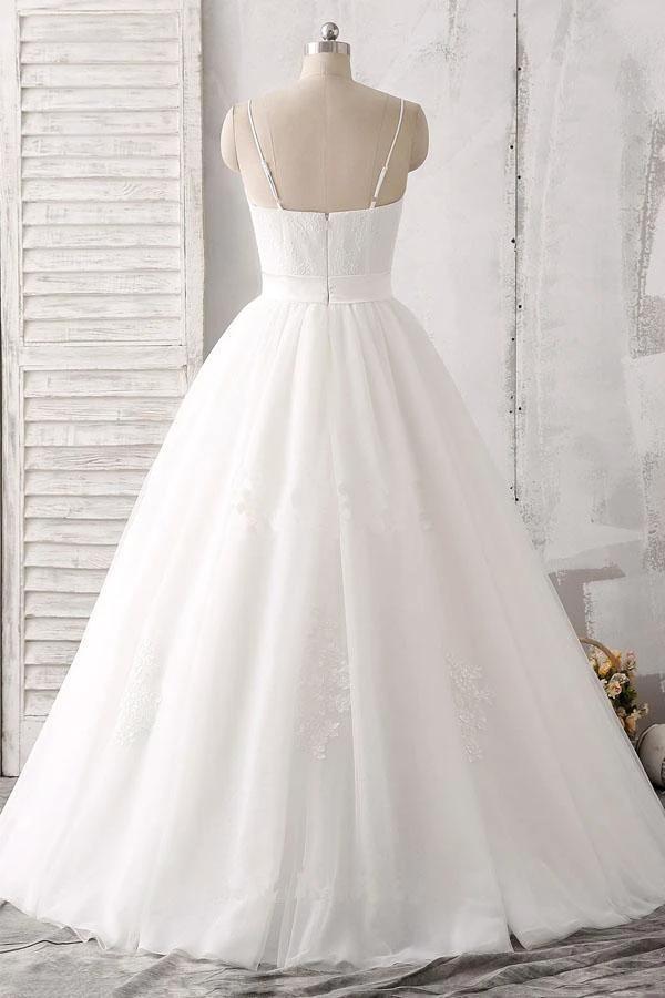 Spaghetti Straps Sweetheart Floor-length White Satin Wedding Dress WD143 - Image 3