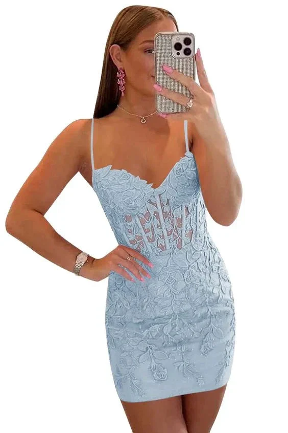 Spaghetti Straps Tight Homecoming Dresses for Teens Y2892 - Image 2