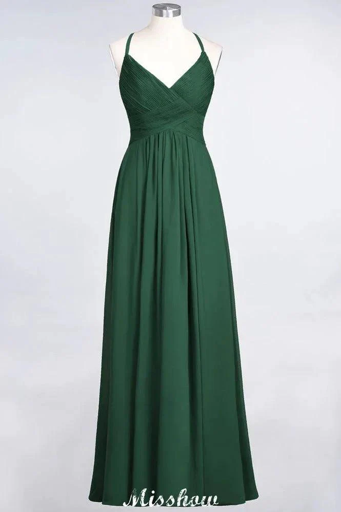 Spaghetti-Straps V-Neck Sleeveless Floor-Length Bridesmaid Dress - Image 10