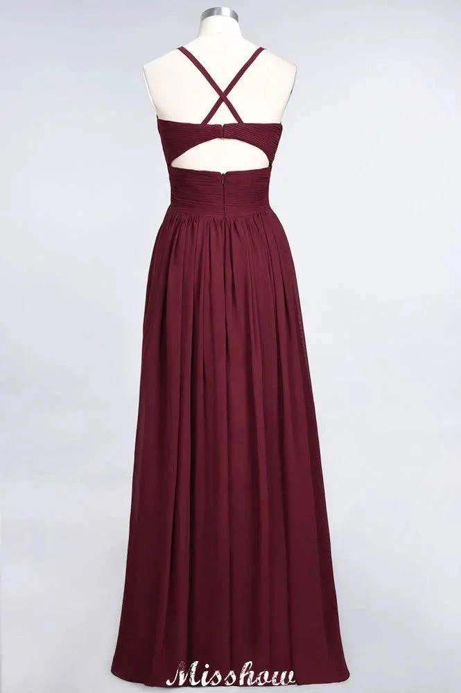 Spaghetti-Straps V-Neck Sleeveless Floor-Length Bridesmaid Dress - Image 2